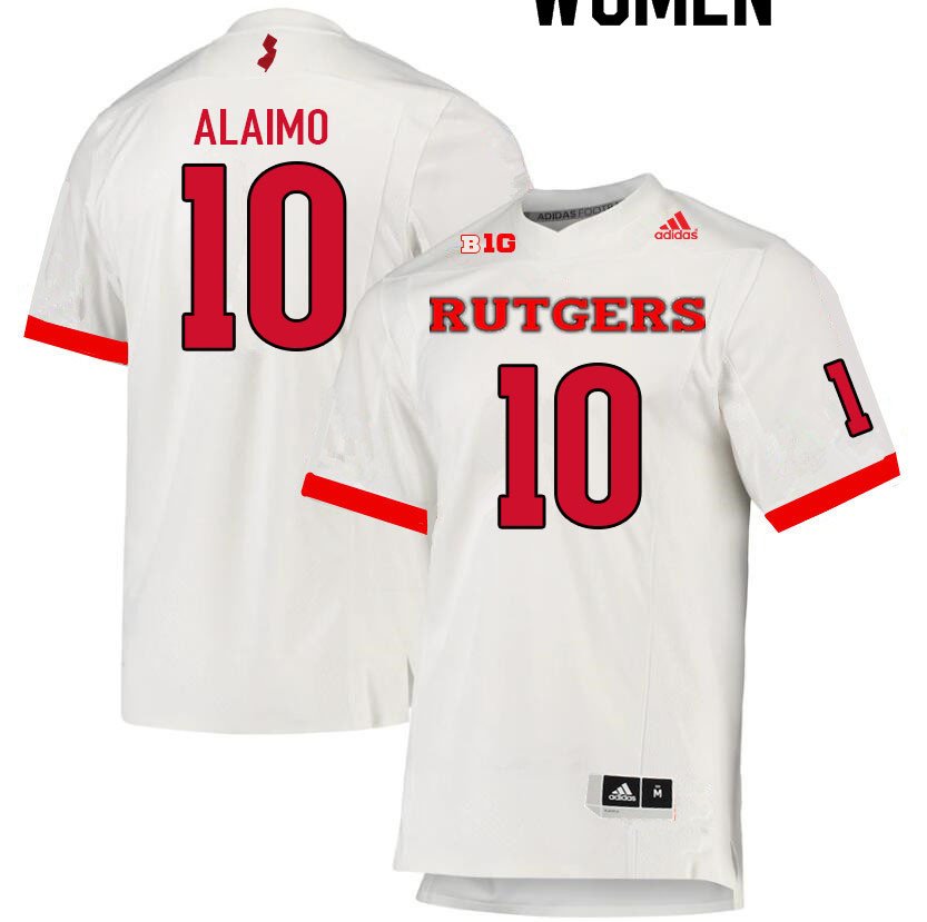 Women #10 Matt Alaimo Rutgers Scarlet Knights College Football Jerseys Sale-White